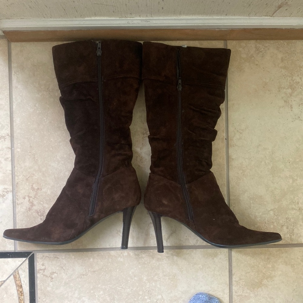Brown suede boots